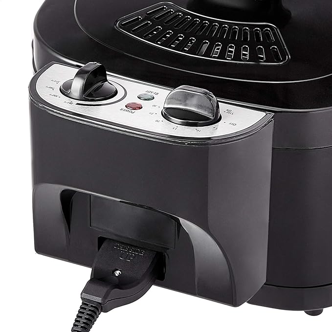 Amazon Basics 2.1-Qt (2.0L) Electric Deep Fryer with 8-Cup Oil Capacity, Adjustable Temperature Control, Timer, Easy Draining Removable Basket, Viewing Window, 1500W, Black