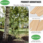 Wooden Coffee Stirrers 5.5" Coffee Stir Sticks 1000 Pcs, Natural Birch Round End Thick Birch Wood Eco-Friendly， Suitable for Coffee, Cocktail and Hot Drinks