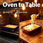7 x 4 Au Gratin Baking Dishes for Oven Safe and Microwave Cooking and Baking, 2 piece, Heat Resistant Ceramic with Handles for Serving, Small Casserole Dish Set for 1 or 2 person servings, Blue