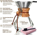 AGOGO Pour Over Coffee Maker Glass - Barista Kit with 304 Stainless Filter for Home, Office, Camping, Cafes - Easy Clean Coffee Dripper Set (Soft Towel&Brush) (28oz Diamond Design w/SS Filter)