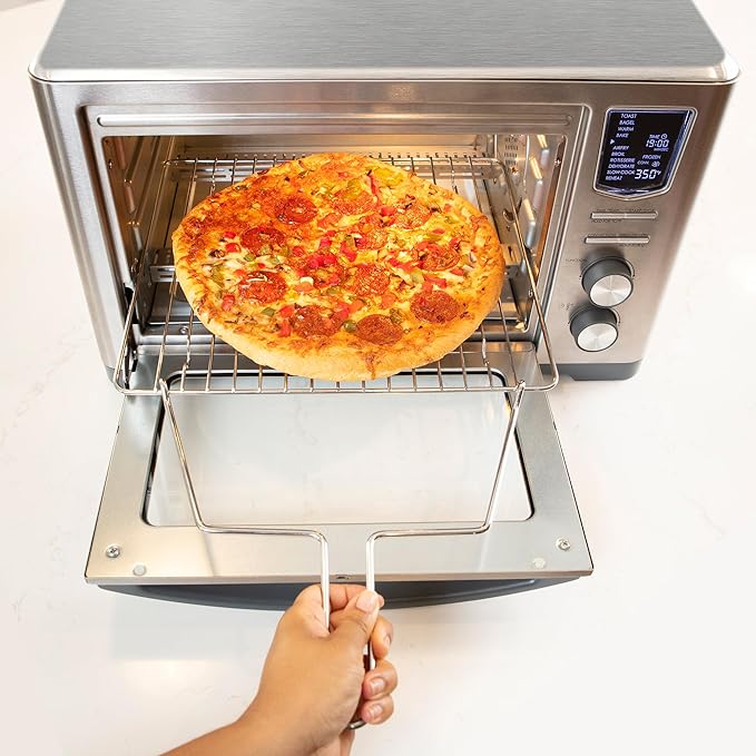 Kenmore Toaster Oven Air Fryer - Fry Chicken, Rotisserie, Bake Bread, Cookie, Pizza Dehydrator Racks Convection Kitchen Appliances 26 Quart Horno Freidora De Aire Stainless Steel