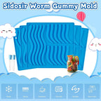 Sidosir 7Pcs Silicone Gummy Worm Chocolate Molds, Non-Stick Worm Chocolate Mold for Parties, Gummy for Home DIY, Silicone Mold for Make Gummies