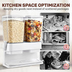 Cereal Dispenser Countertop 2 Pack, 3L Large Cereal Containers Storage Airtight for Kitchen Pantry, Dual Control Plastic Dry Food Dispenser for Cereal, Rice, Grains, Candy, Coffee Beans