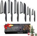 Marco Almond Kitchen Knife Set, KYA39 12-Piece Chef Knife Sets, 6 Knives with 6 Blade Guards, Stainless Steel Knives Set for Kitchen with Covers, Black
