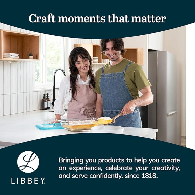 Libbey Baker’s Premium 2 Piece Glass Baking Dish Set, Stackable Casserole Dish with Lid Set, Baking Glassware for Casseroles, Lasagna, Brownies, Cakes
