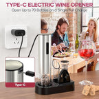 Electric Wine Opener,Rechargeable Automatic Wine Opener Corkscrew Opener Set With Wine Stopper, Foil Cutter, Wine Aerator,Storage Base & USB-C Cable Christmas Gifts for Wine Lovers