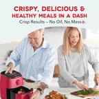 Dash Tasti-Crisp™ Air Fryer - AirCrisp® Technology - Compact Design with Adjustable Temperature Control - Nonstick Fry Basket & Auto Shut-Off Feature - 2.6 Quarts - Red