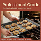 BAKKEN Kitchen Baking Pans - Nonstick Gray Coating, 13.58’’ × 9.65’’ Commercial Grade Carbon Steel Cookie Sheet, Diamond Texture Bottom, PFOA, PFOS, PTFE Free, Oven Safe Tray (450°F), Gray