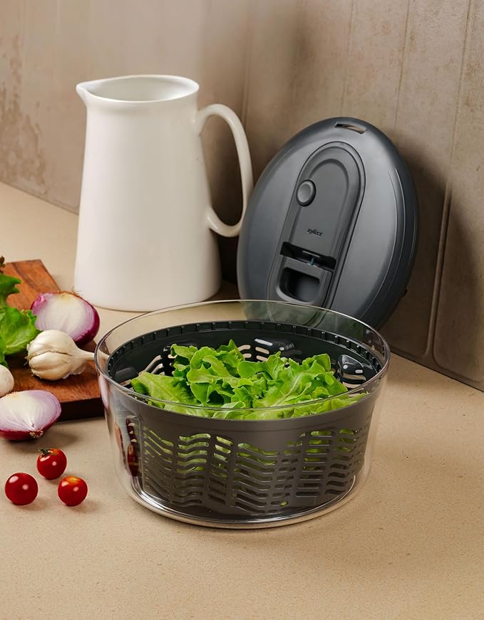 Zyliss Easy Spin Salad Spinner - Fruit & Veggie Dryer - Produce Spinner & Cleaner for Salad Prep - Dishwasher-Safe Kitchen Essential - Non-Slip Bowl with Pull Handle - Stainless Easy Spin Small