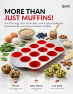 Boxiki Kitchen Non-Stick 12 Cup Silicone Muffin Pan with Steel Frame - BPA Free, Non-Toxic, Anti-Warp, Durable & Easy to Pop Silicone Muffin Tin - Perfect Cupcake Pan