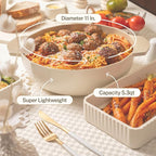 Cravings by Chrissy Teigen The Perfect Pan 5.3 Qt Dutch Oven Pot with Lid, Nonstick Lightweight Aluminum Everyday Pot with Steamer/Strainer Insert, Oven & Stovetop Safe (White)