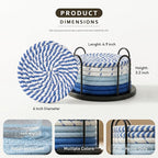 Lazebox Coasters Set of 8 for Drinks, 4 Inch Large Coasters for Coffee Table, Tabletop Protection for Hot & Cold Drinks, Versatile Coasters for Home Decor, Non-Slip & Easy to Clean