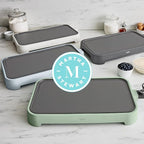 Martha Stewart 12” x 22” Electric Griddle, XL Ceramic Nonstick Flat Top Cooking Surface, Adjustable Temperature Dial, Drip Tray, Dishwasher Safe, 1500W Fast Even Heating, Pancakes & Eggs, Caviar Gray