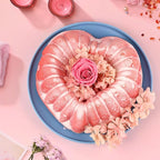 HUAKENER 2 Pack Heart Fluted Cake Pan, 9 Inch Heart Cake Molds, Nonstick Silicone Cake Molds