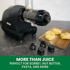 Omega Cold Press Juicer Machine, All-in-One Nutrition System for Vegetable and Fruit Juice, Nut Butter, Baby Food, Pasta and Sorbets, Triple-Stage 80-RPM Slow Masticating Juicer, 200-Watts, Black