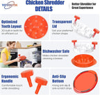 Chicken Shredder Tool Twist: 2026 Pro Food-Grade Visible Meat Shredder with Strong Anti-Slip Base, Ergonomic Handle, Chicken Breast Shredder, Suitable for Pork Beef Chicken (Orange)