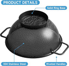 Black Colander for Kitchen, 5QT, Stainless Steel Pasta Strainer with Handle, Pasta Strainer for Fruits Vegetables Cooking Food, Dishwasher Safe