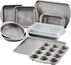 Circulon Total Nonstick Bakeware Set, Metal Baking Pans Set, 10-Piece, Gray