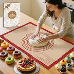 Silicone Baking Mat, Reusable Silicone Dough Mat, Non-Stick Pastry Mat, Heat Resistant Silicone Mat for Baking Cookies, Cake, Bread, Chocolate, Pizza, Crust, Pie Oven Mat, Easy to Clean