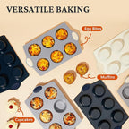BRONYPRO 2-Pack 6-Cup Non Toxic Nonstick Ceramic Jumbo Muffin Pan & Cupcake Tin, PFOA & PFOA Free, Heavy Duty Rust-Resistant Aluminized Steel, Oven Safe, Cream White