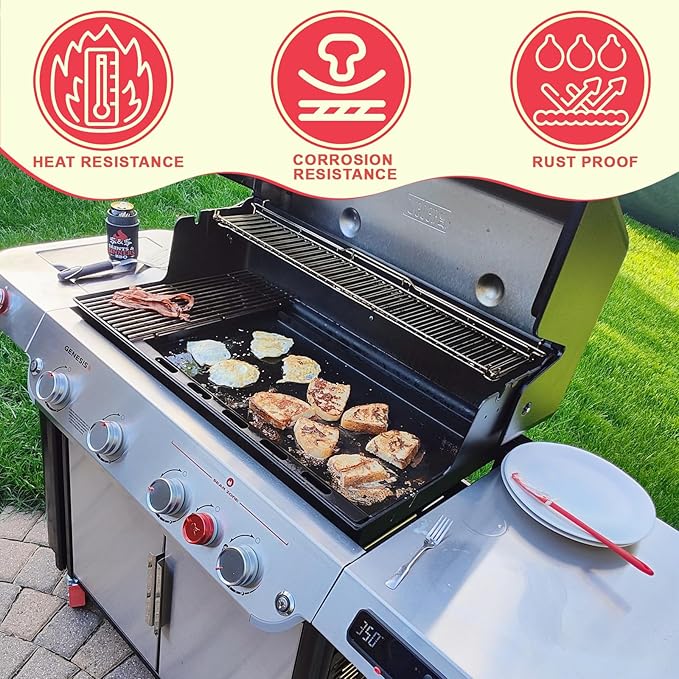 6789 Genesis II 400 Full Size Griddle Insert for Weber GS4 II 400 Series Grills Parts Genesis 2 E-410 S410 E-435 S-435 E-440 S-440 LX E/S-440 Flat Top Griddle with Handles, Carbon Steel for 66097