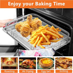 Air Fryer Basket for Oven, 15.6" x 11.6" Large Air Fryer Tray and Pan with 30 PCS Parchment Papers, Stainless Steel Oven Air Fryers Basket and Air Fryer Pan Rack for Cooking Baking and Broiling