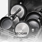 BECIGAR Black Ceramic Pots and Pans Set, 15PCS Nonstick Set Ceramic Cookware Set, Nonstick Pan Pots and Pans Set Non Stick Cookware set