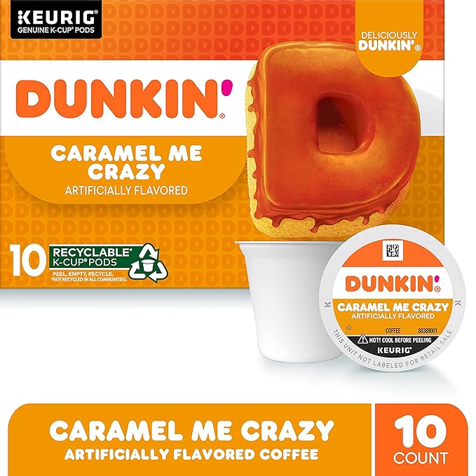Dunkin' Coffee Keurig K-Cup Pods, Caramel Me Crazy, 10 Count (Pack of 1) - Packaging May Vary