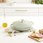 Lodge Essential Enamel Braiser - Refrigerator- & Oven-Safe up to 500° F - Heat-Retaining, Induction-Safe & PFAS-Free Enamel Cookware - 3.5 Quart, Desert Sage