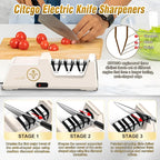 VIDOME Professional Electric Knife Sharpener with 100% Diamond Abrasives, 3-Stage Precision Angle Guides, Champagne Gold, for Kitchen Straight Edge and Ceramic Knives