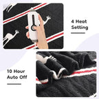 Electric Heated Blanket Twin Size 62"x84" - Bohemian Design with Plush Sherpa, 4 Heat Settings, 3-Hour Auto-Off, Machine Washable, for Couches and Beds, Elk
