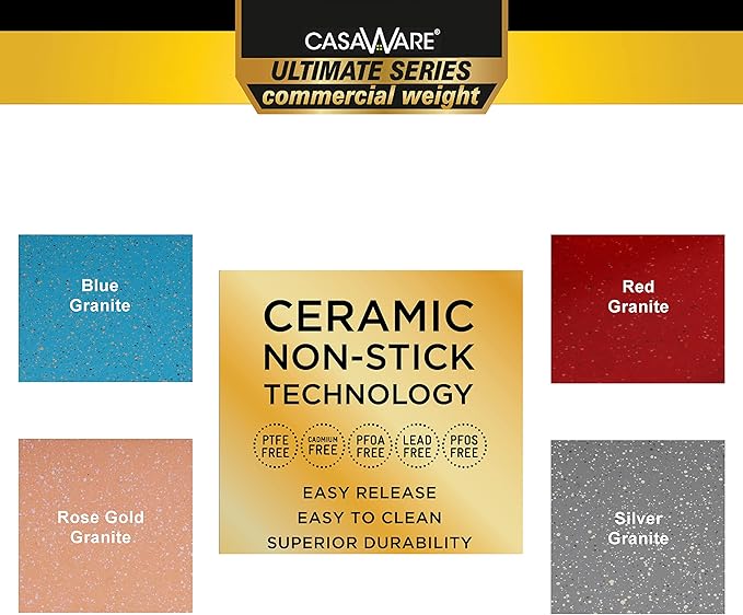 casaWare 11 x 9 x 2-inch Toaster Oven Ultimate Series Commercial Weight Ceramic Non-Stick Coating Baking Pan (Rose Gold Granite)