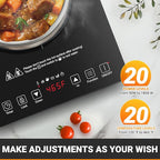 AMZCHEF Portable Induction Cooktop 20 Temperature & Power Levels, 1800W Induction Stove Burner with 6.8" Heating Coil, Low Noise Hot Plate Single Electric Cooktops Countertop Stove with Timer