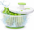 Brieftons QuickPush Salad Spinner: Large 6.3-Quart Vegetable Washer Dryer Strainer Drainer, Easy One-Handed Handle & Brake, Fast Spin Cycles, Compact Storage, to Wash, Clean & Dry Vegetables, Fruits
