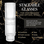 Kitchen Lux Ribbed Drinking Glasses - Ribbed Glass Cups 12 oz - Ribbed Glassware Set of 12 - Textured Vintage Retro Ripple Aesthetic Glass Ware for Whiskey Cocktail Beer Water, Coffee Bar Accessories