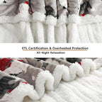 Electric Heated Blanket Throw Size - 50"x60", Soft Flannel Heating Blanket, 4 Heating Levels, 3 H Auto Shut Off, Breathable Warm and Washable for Sofa, Santa Claus for Christmas