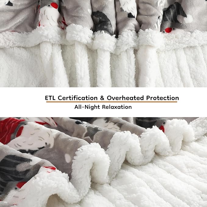 Electric Heated Blanket 72"x84" Full Size - 10 Heating Levels, 1-12 H Auto Shut Off, Soft Breathable Flannel Warm and Washable for Bed, Santa Claus for Christmas