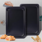 Baking Sheet Pans, Cookie Tray, Nonstick Heavy Carbon Steel Bakeware, 2-Pack, 12 X 7.5 Inches (Inner 11 X 6.9)