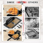 Deep Fryers with Triple Baskets - Simoe 5.3QT/21 Cup Electric Large Fryer, Friteuse 1700W Stainless Steel Deep Fryer with Lid, Adjustable Temperature & Timer & View Window, Professional Grade