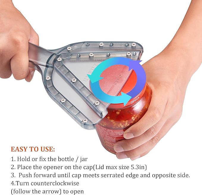 Uinxan Jar Opener for Weak Hand & Seniors with Arthritis,Easy Twist Off Bottle Caps,Patent | Unique Kitchen Gadgets,Handheld Lid Top Open for Elderly/Women/Men (Pink)