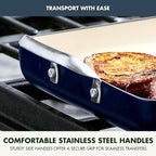 GreenPan 18" x 11" Double Burner Griddle Pan, Hard Anodized Healthy Ceramic Nonstick PFAS-Free, Stainless Steel Handles, Stovetop Cooking, Dishwasher Safe, Oven & Broiler Safe Cookware, Oxford Blue