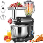 VIVOHOME 3-in-1 Stand Mixer, 6 Quart Electric Tilt-Head Kitchen Mixer with Bowl, Multifunctional Food Mixer with Meat Grinder and Blender Attachments, Dough Hook, Beater, and Whisk, Black