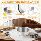 E-far 5 Inch Cake Pan Set of 3, Stainless Steel Small Round Baking Pans Tins for Layer Smash Birthday Cakes, Dishwasher & Oven Safe, Healthy & Non-toxic, Leak Proof & Mirror Polished