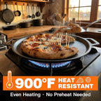 Nonstick Pizza Steel Pan for Pizzas & Flatbreads up to 14", Tri-Ply Stainless Steel with Aluminum Core, Lightweight 4.6 lbs Design, Oven & BBQ Grill Safe up to 900°F, Easy Clean Cooking Surface