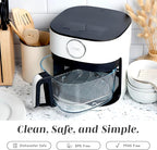 COOK WITH COLOR 1400W 5.5Qt Digital Kitchen Air Fryer with Glass Basket, 8 Presets Healthy Cooking Options, Bake, Fry, Reheat, 60-Min Timer, Adjustable Temperature Control 175°F–400°F, Linen White