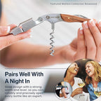 Hicoup Wine Opener - Professional Corkscrews for Wine Bottles w/Foil Cutter and Cap Remover - Manual Wine Key for Servers, Waiters, Bartenders and Home Use - Stainless Steel With Jade Resin Inlay