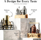 BARE BARREL® Mixology Bartender Kit Bar Set | 16-Piece Cocktail Shaker Set | Martini Barware Mixing Tools for Home Bartending | Incl. 35 Recipe Cards | Gift Set (24oz Cobbler Shaker, Copper/Black)