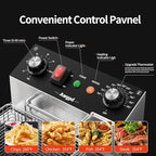 Commercial Deep Fryer, Dual Tank 3400W Electric Countertop Fryer with Basket, 2 x 10L/10.6QT Double Stainless Steel Oil Fryer with Drain, Time & Temp Control, for Kitchen Restaurant Use