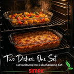 Simax Large Glass Casserole Dish, Oven Safe Cookware With Lid, Oblong Covered Glass Dish For Baking, Serving, Cooking, Microwave and Dishwasher Safe Bakeware, 3 Quart Capacity