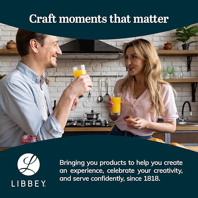 Libbey Province 24-Piece Glasses Drinking Set, Ideal Dining Glassware Sets, Glass Tumbler Set with Lines, Dishwasher Safe Glass Sets For Drinking